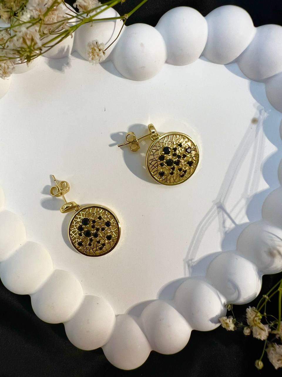 Kolczyki ze stali kolka z czarnym kamieniem