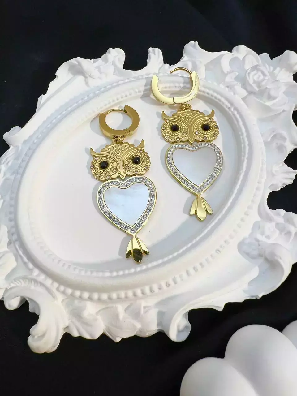 Kolczyki ze stali sowa stylowe