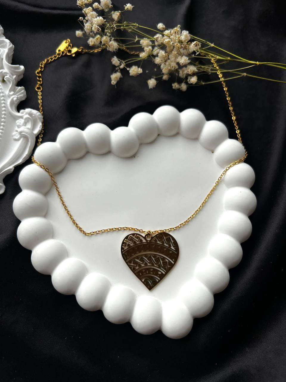 Naszyjnik ze stali duże serce romantyczny