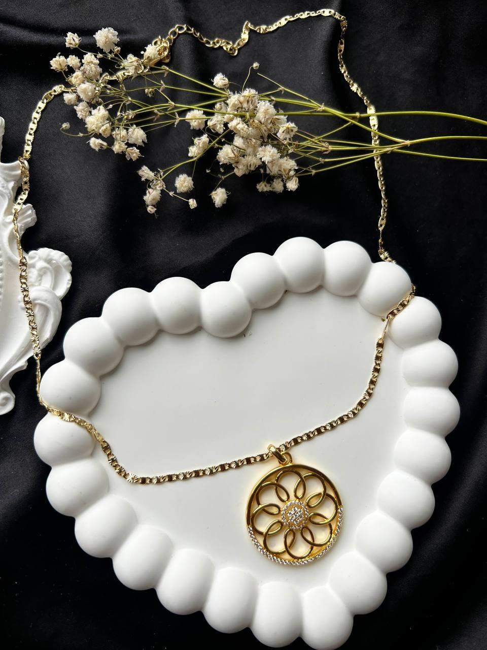 Naszyjnik ze stali Koło Fortuny elegancki