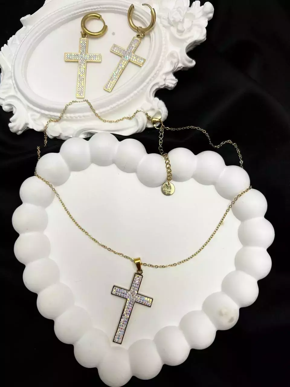 Komplet ze stali "Krzyż z Cyrkonią"