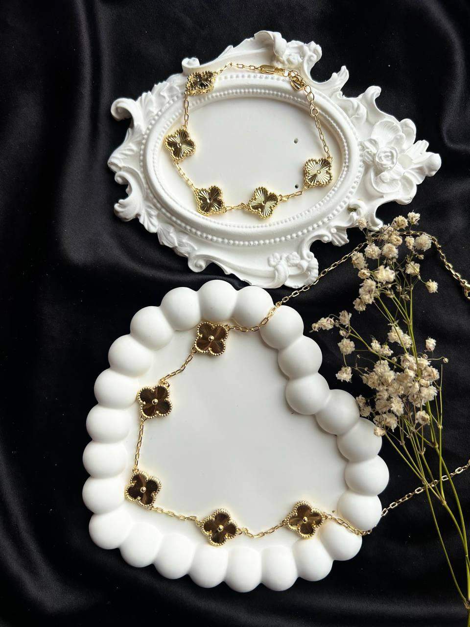 Komplet ze stali "Złote Koniczynki"